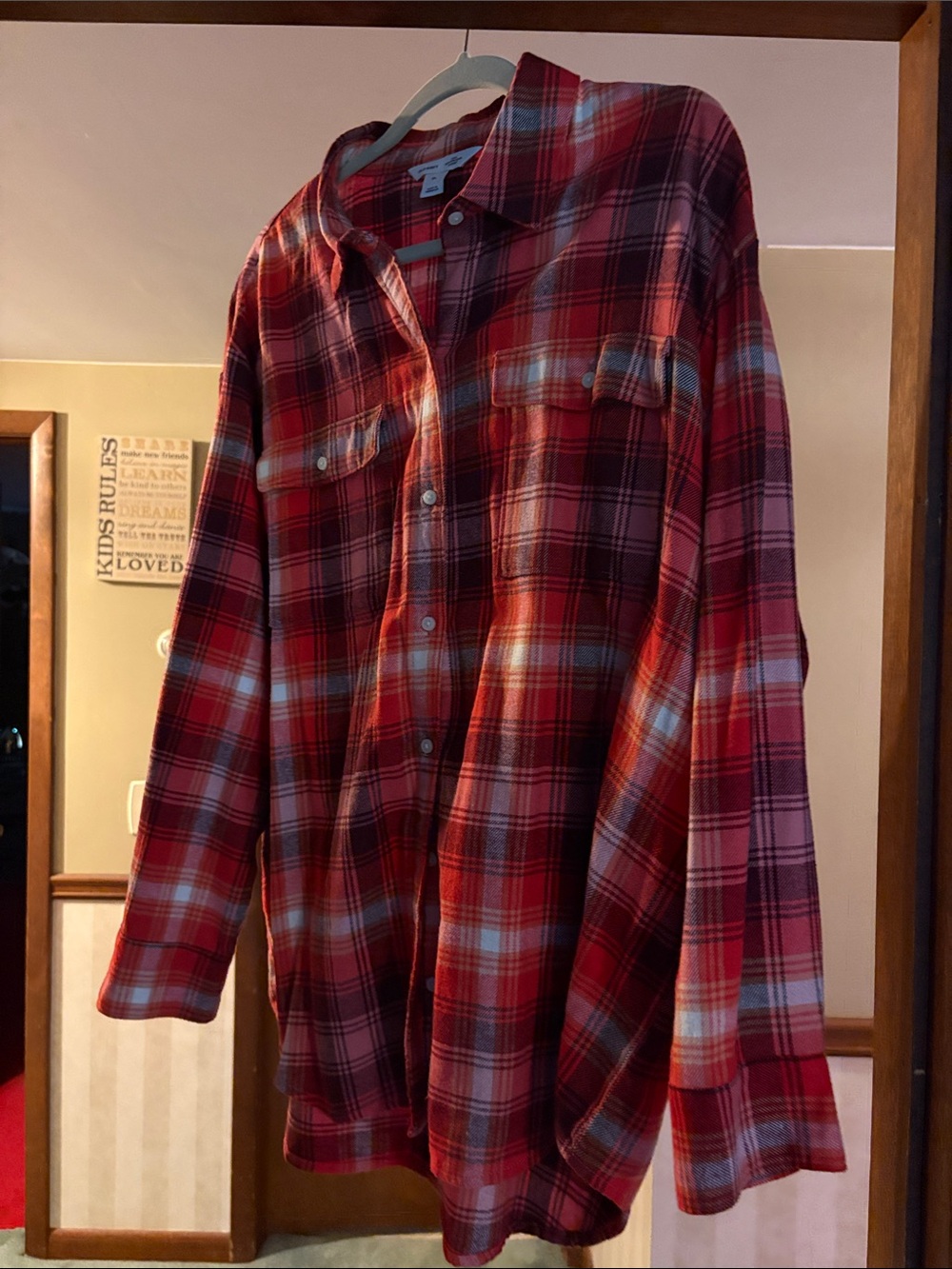 Old Navy Red Plaid Boyfriend Shirt